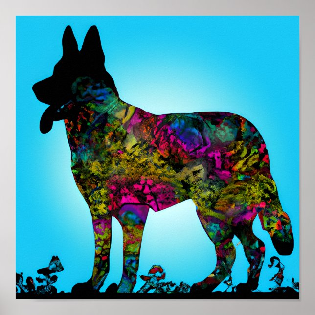 Rainbow Bridge German Shepherd Art Poster (Front)