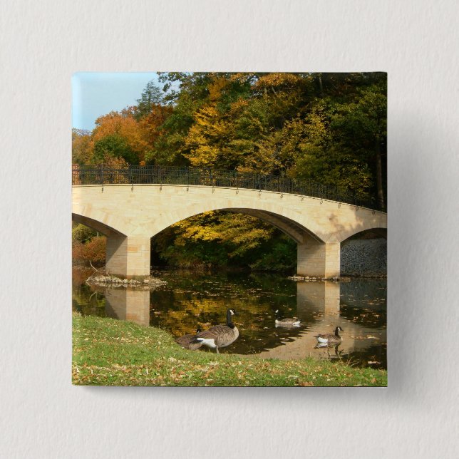 Rainbow Bridge in Fall at Grove City College 15 Cm Square Badge (Front)