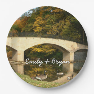 Rainbow Bridge in Fall at Grove City College Paper Plate