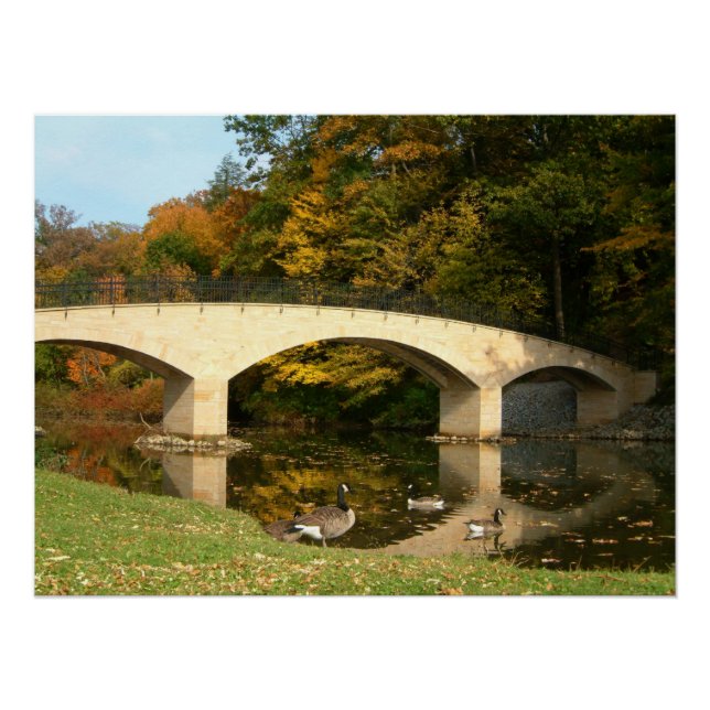Rainbow Bridge in Fall at Grove City College Poster (Front)