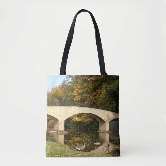 Rainbow Bridge in Fall at Grove City College Tote Bag (Front)