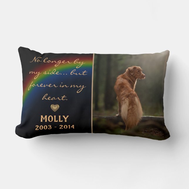 Rainbow Bridge In Memory Of Dog Cat Pet Memorial Lumbar Cushion (Front)