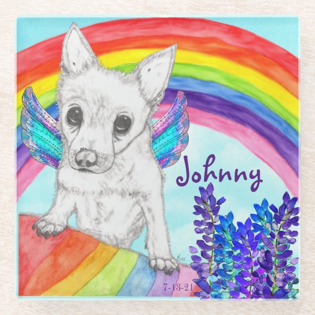 Rainbow Bridge Loss of a Pet Dog Glass Coaster (Front)