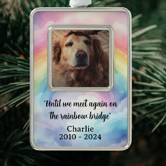 Rainbow Bridge Memorial Pet Loss Silver Plated Framed Ornament