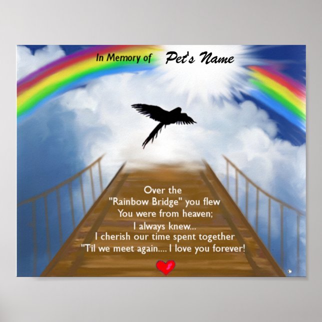 Rainbow Bridge Memorial Poem for Birds Poster (Front)
