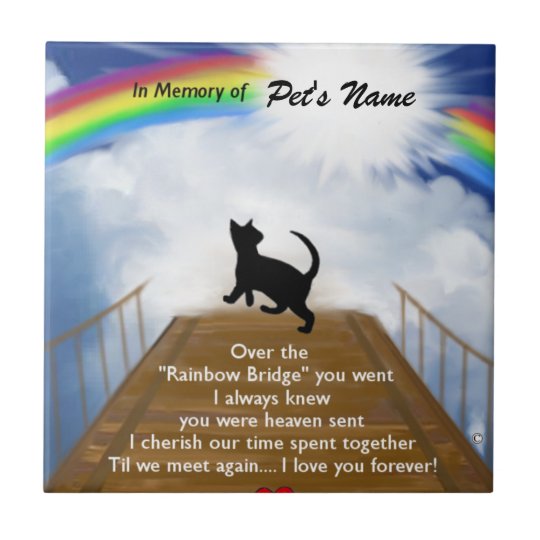 Rainbow Bridge Memorial Poem for Cats Tile | Zazzle.com.au