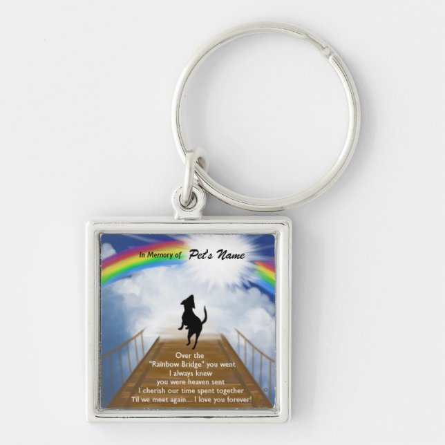 Rainbow Bridge Memorial Poem for Dogs Key Ring (Front)