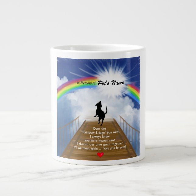Rainbow Bridge Memorial Poem for Dogs Large Coffee Mug (Front)