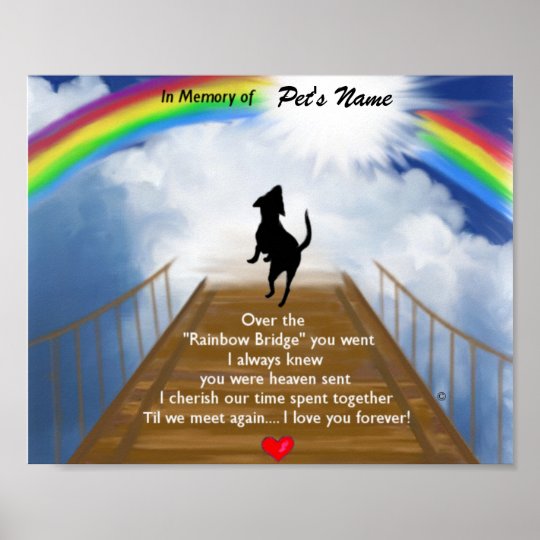 Rainbow Bridge Memorial Poem For Dogs Poster Zazzle au