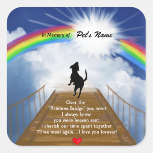 Rainbow Bridge Memorial Poem for Dogs Square Sticker