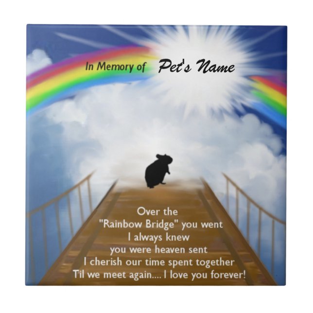Rainbow Bridge Memorial Poem for Hamsters Ceramic Tile (Front)