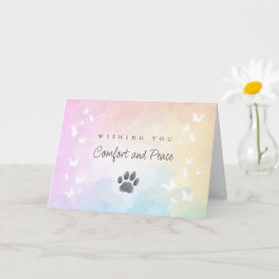 Rainbow Bridge Paw Print Cat Loss Sympathy Card