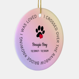 Rainbow Bridge Paw Print Personalized Pet Memorial Ceramic Ornament