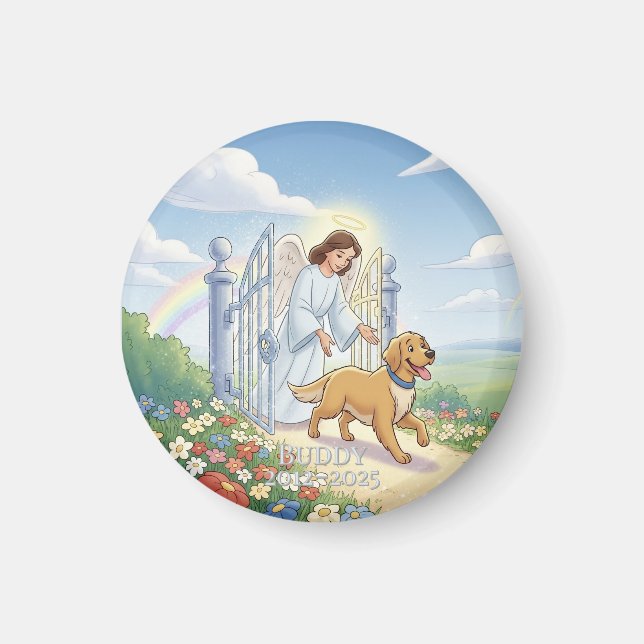 Rainbow Bridge – Personalised Pet Memorial Magnet (Front)