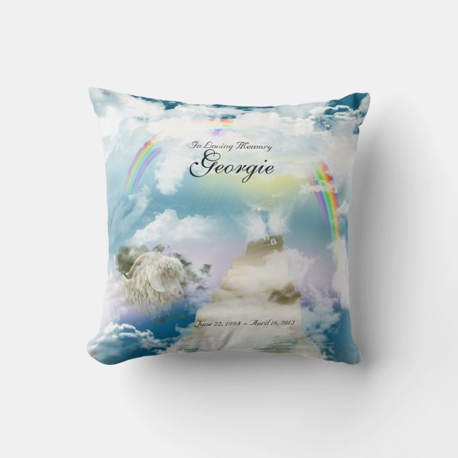 Rainbow Bridge Pet Goat Memorial Cushion (Front)