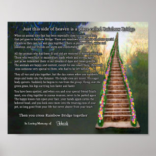 Rainbow Bridge Pet Loss Personalised Wall Print