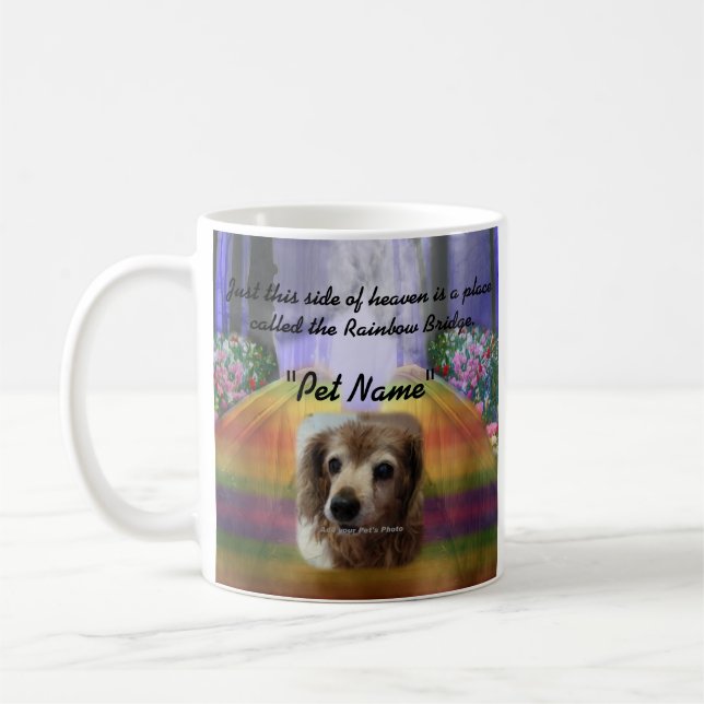 Rainbow Bridge Pet Memorial Memory Coffee Mug Cup (Left)