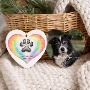 Rainbow Bridge Pet Memorial Photo Print Ceramic Ornament