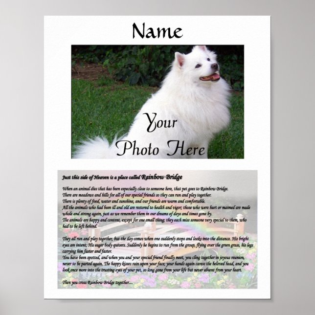 Rainbow Bridge Pet Memorial White Poster (Front)