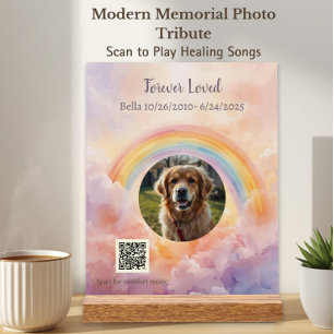 Rainbow Bridge Pet Photo Memorial with Music Acrylic Sign