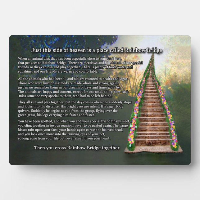 Rainbow Bridge Pet Remembrance Keepsake Plaque (Front)