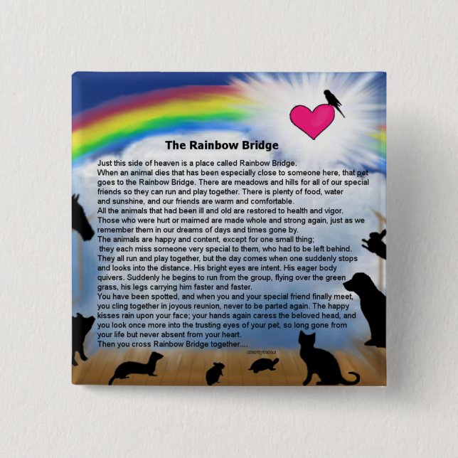 Rainbow Bridge Poem 15 Cm Square Badge (Front)