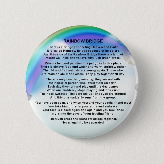 Rainbow Bridge Poem 6 Cm Round Badge (Front)