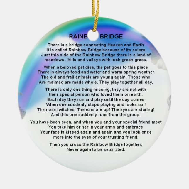 Rainbow Bridge Poem Ceramic Tree Decoration (Front)