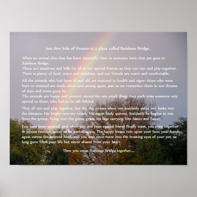 Rainbow Bridge Poem Customisable Gifts Poster (Front)