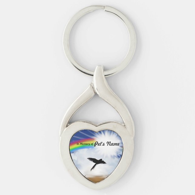 Rainbow Bridge Poem For Birds Key Ring (Front)
