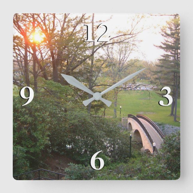 Rainbow Bridge Sunset at Grove City College Square Wall Clock (Front)