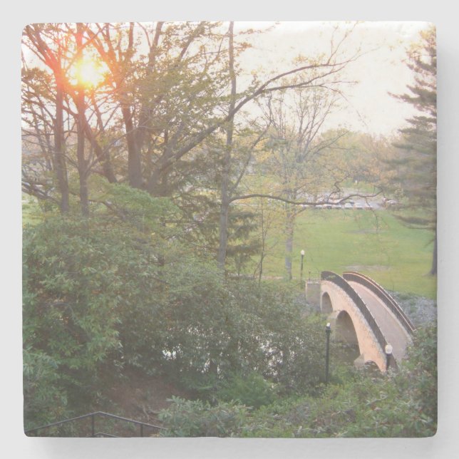 Rainbow Bridge Sunset at Grove City College Stone Coaster (Front)