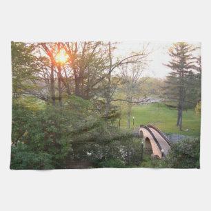 Rainbow Bridge Sunset at Grove City College Tea Towel
