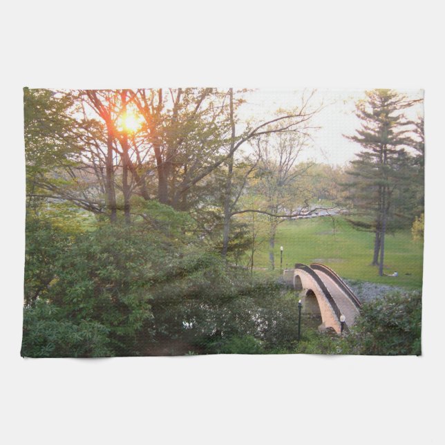 Rainbow Bridge Sunset at Grove City College Tea Towel (Horizontal)