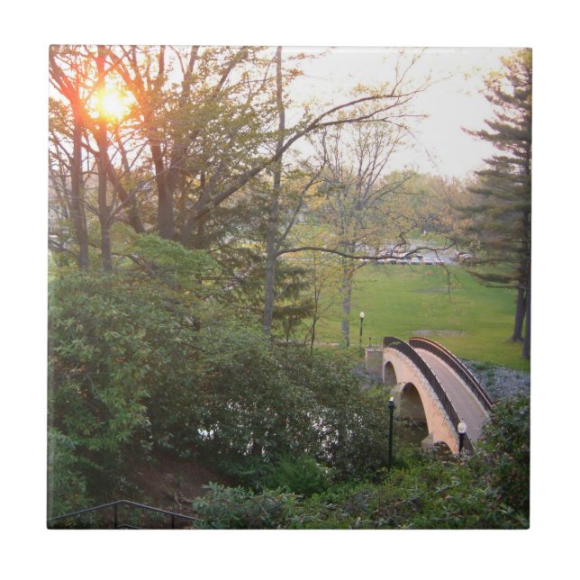 Rainbow Bridge Sunset at Grove City College Tile (Front)