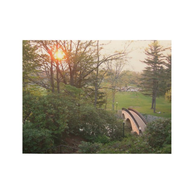 Rainbow Bridge Sunset at Grove City College Wood Poster (Front)