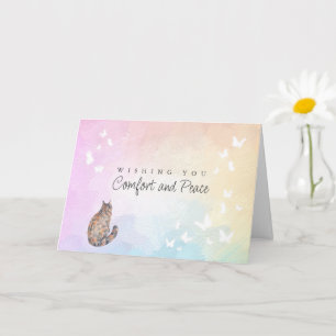 Rainbow Bridge Tortie Cat Pet Loss Sympathy Card