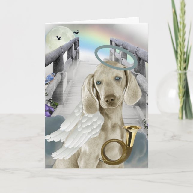 Rainbow Bridge Weimaraner Angel Card (Front)
