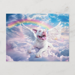 Rainbow Bridge, White Dog in Heaven Postcard