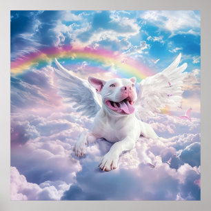 Rainbow Bridge, White Dog in Heaven  Poster