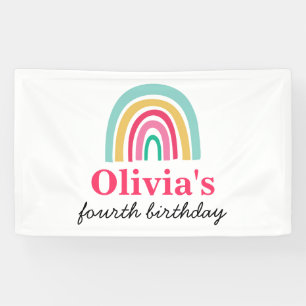 Rainbow bright colours birthday party banner