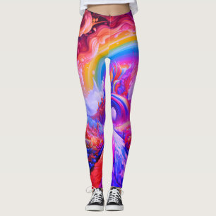 Rainbow Bright Colours on Pair of Customised Moder Leggings