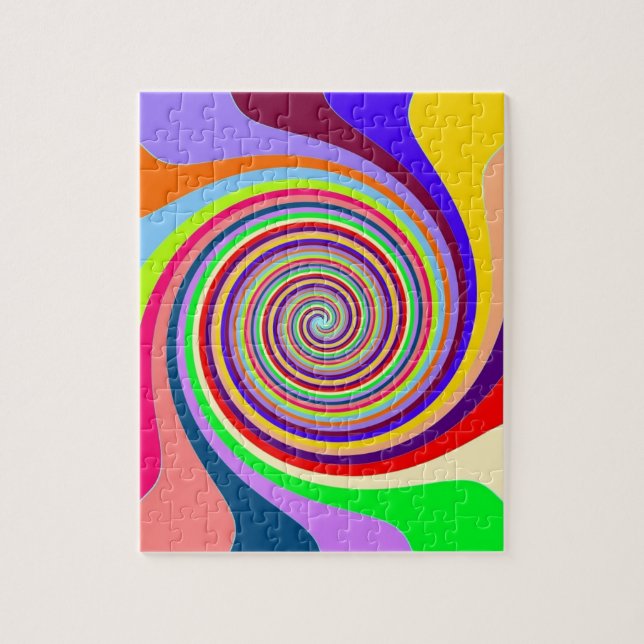 Rainbow bright psychedelic pop art candy swirl jigsaw puzzle (Vertical)