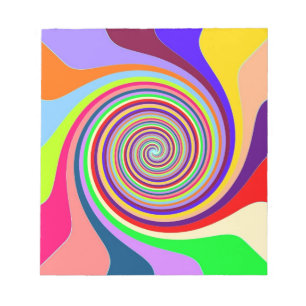 Rainbow bright psychedelic pop art candy swirl notepad