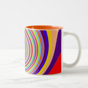 Rainbow bright psychedelic pop art candy swirl Two-Tone coffee mug