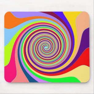 Rainbow bright psychedelic swirl mouse pad