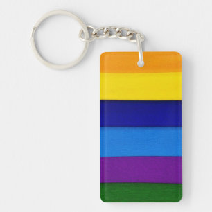 Rainbow bright striped keyring