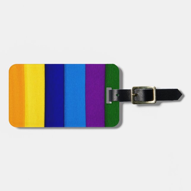 Rainbow bright stripes luggage tag (Front Horizontal)