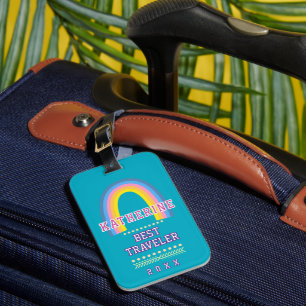 Rainbow Bright Teal Luggage Tag