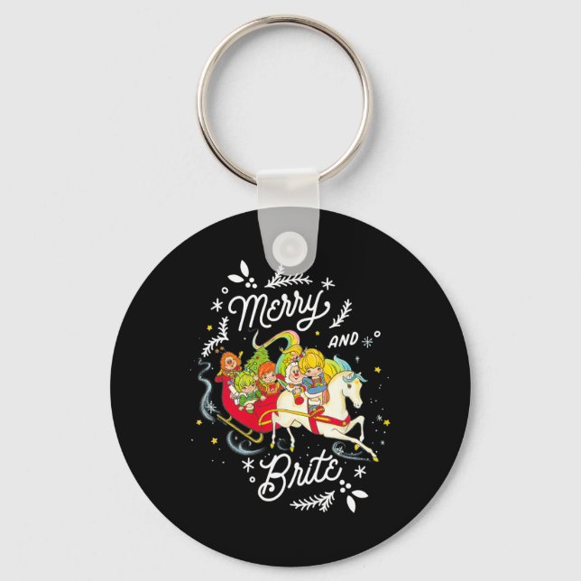 Rainbow Brite Christmas Merry And Brite Sleigh Rid Key Ring (Front)